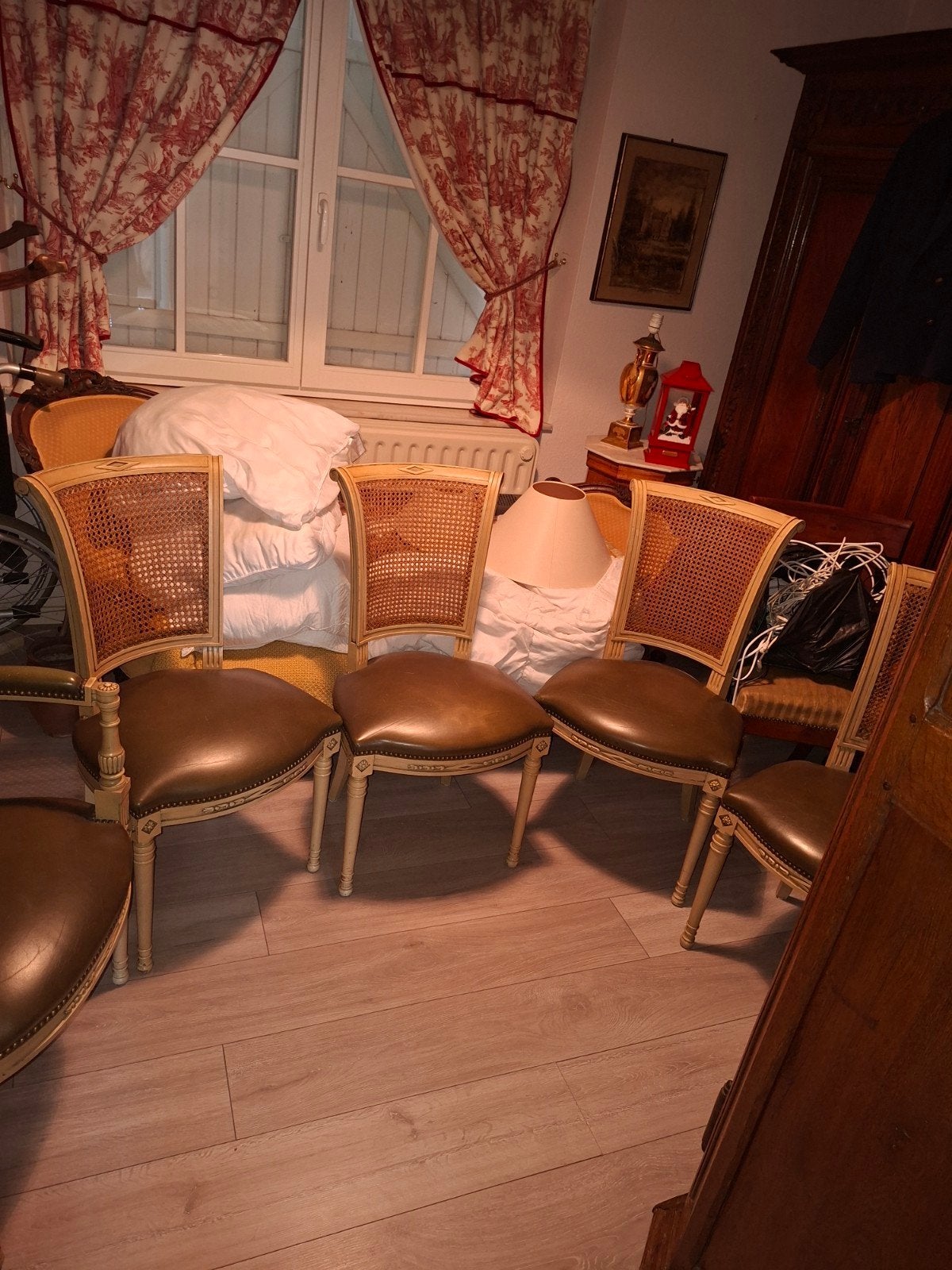 2 fauteuils en 4 stoelen in polychrome executive stijl, Antiek en Kunst, Ophalen