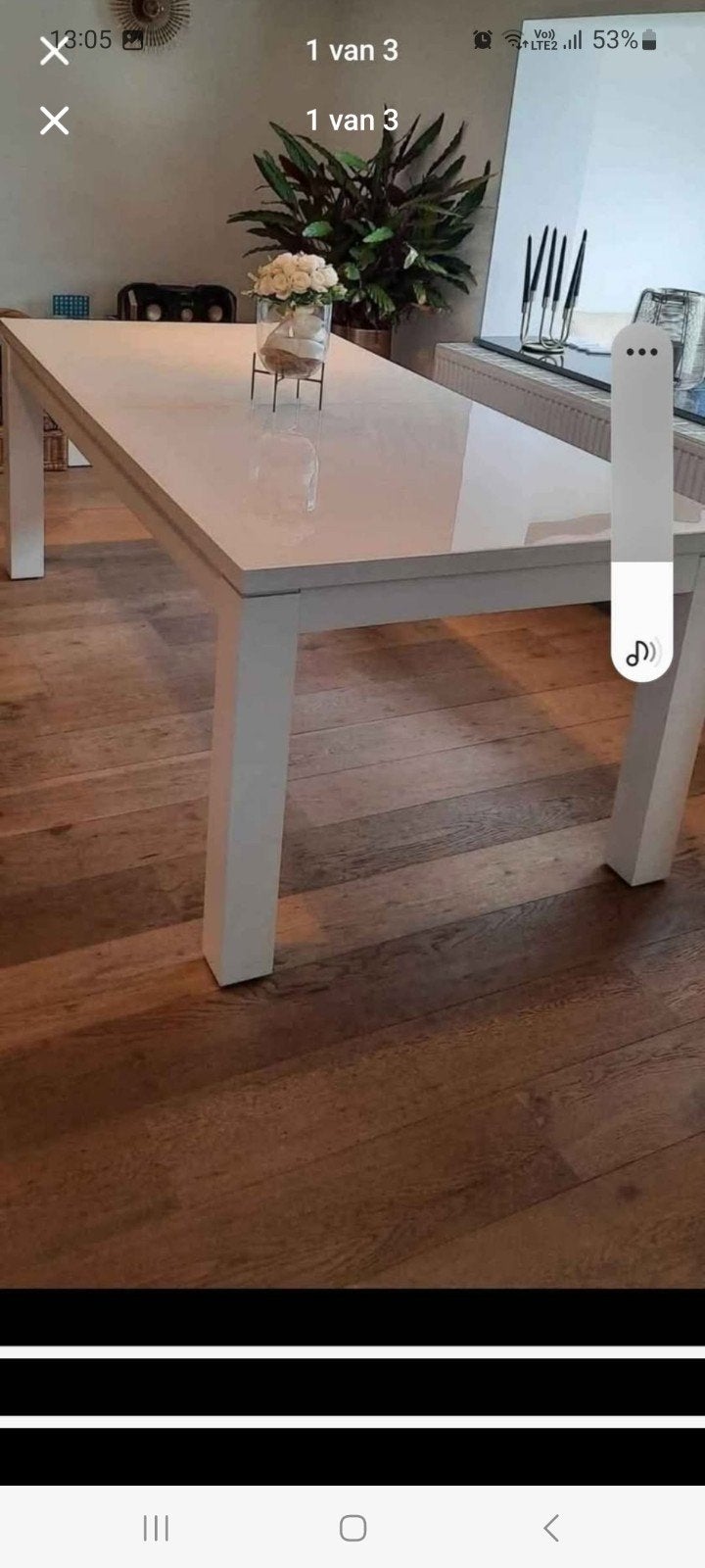 Stevig eettafel L2m B1m H78cm kan 2,60m L worden., Huis en Inrichting, Tafels | Eettafels, Ophalen, Glas