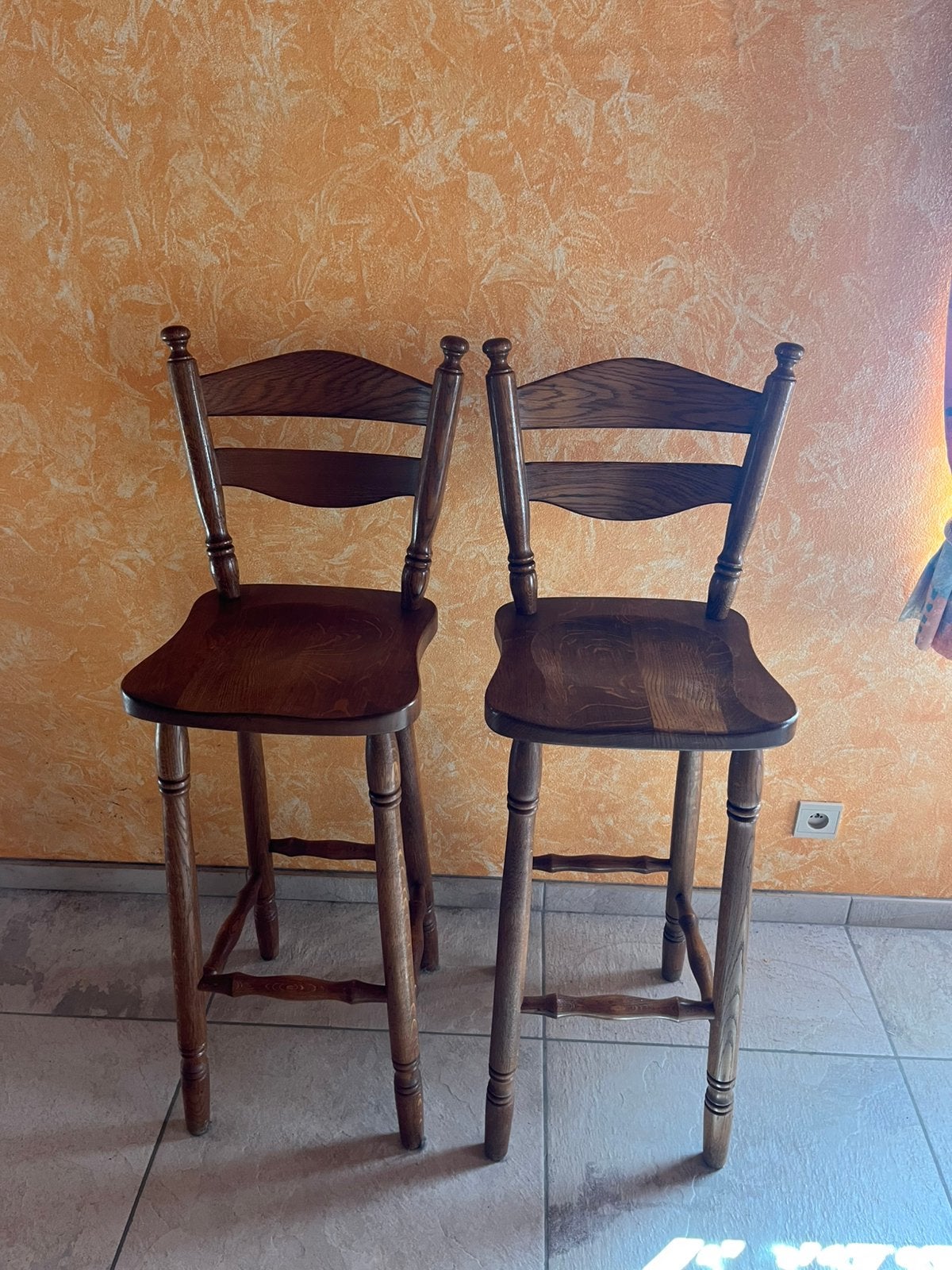Lot de 3 tabourets en bois, 3 tabourets, Enlèvement, Comme neuf, Bois
