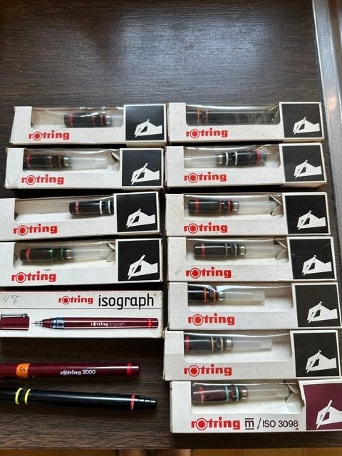 Rotring tekenpennen Technixch tekenen op kalk, Hobby en Vrije tijd, Tekenen, Ophalen, Zo goed als nieuw, Overige typen