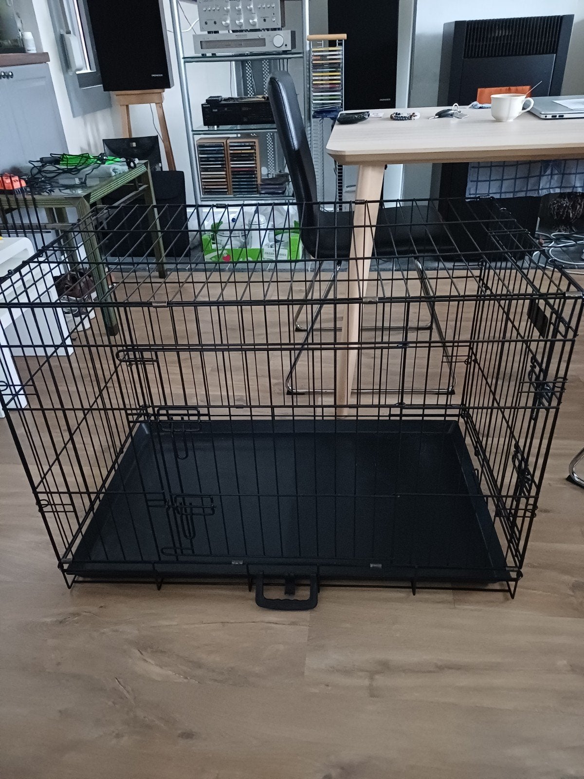 Hondenbench zwart gelakt,Flamingo plus hoes,en tussenschot, Dieren en Toebehoren, Ophalen, Hondenkennel, 65 tot 100 cm, Zo goed als nieuw