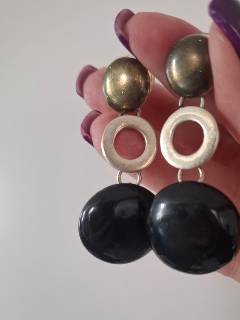 Boucles d'oreilles argenté noir Ikita, Bijoux, Sacs & Beauté, Boucles d'oreilles, Enlèvement ou Envoi, Comme neuf, Noir, Argent