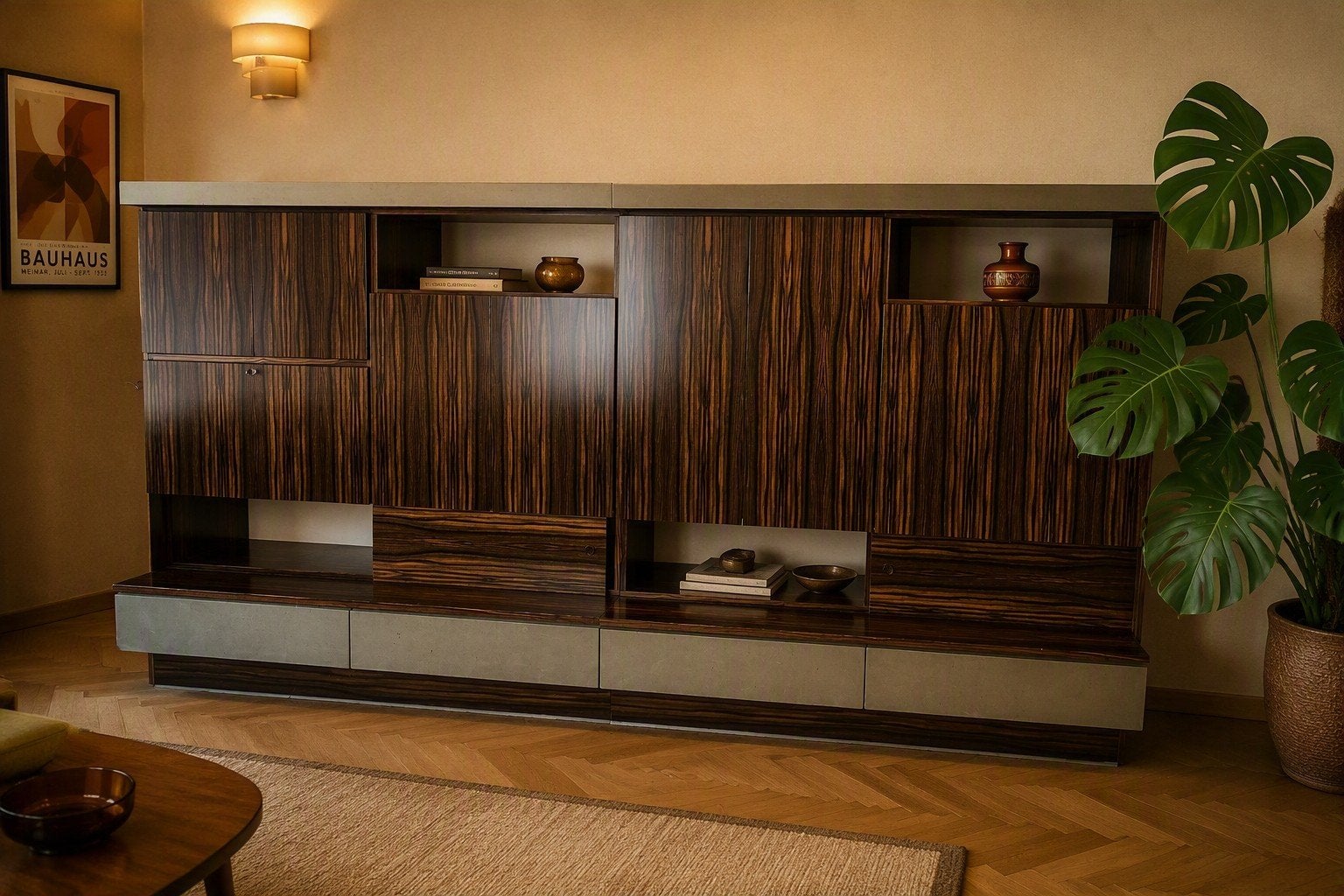 Vintage zebrano dressoir kast, Huis en Inrichting, Ophalen