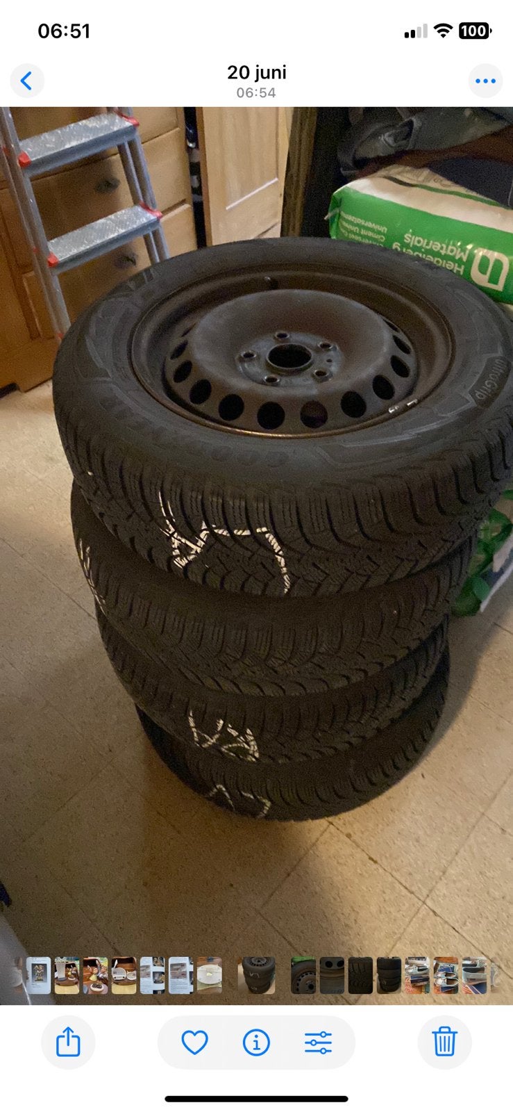 Set winterbanden op velg. Goodyear, Auto-onderdelen, Ophalen, Gebruikt, 15 inch, Banden en Velgen