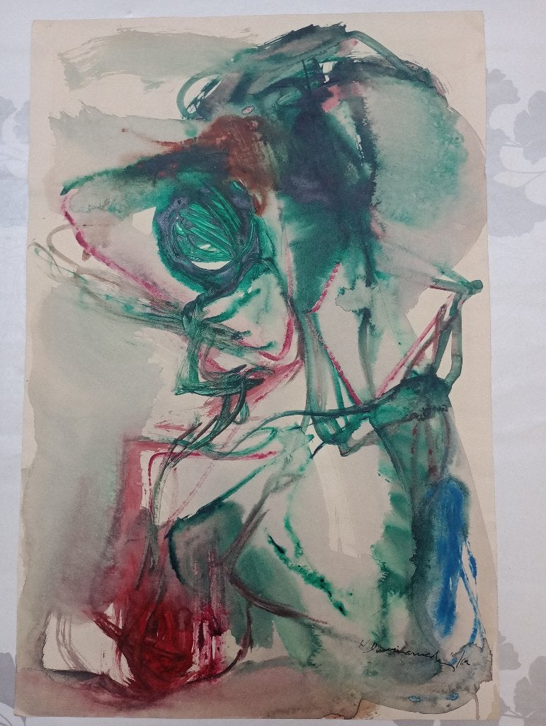 Tableau Abstrait Nicolas Damianakis,1962,41x62,B28, Enlèvement ou Envoi