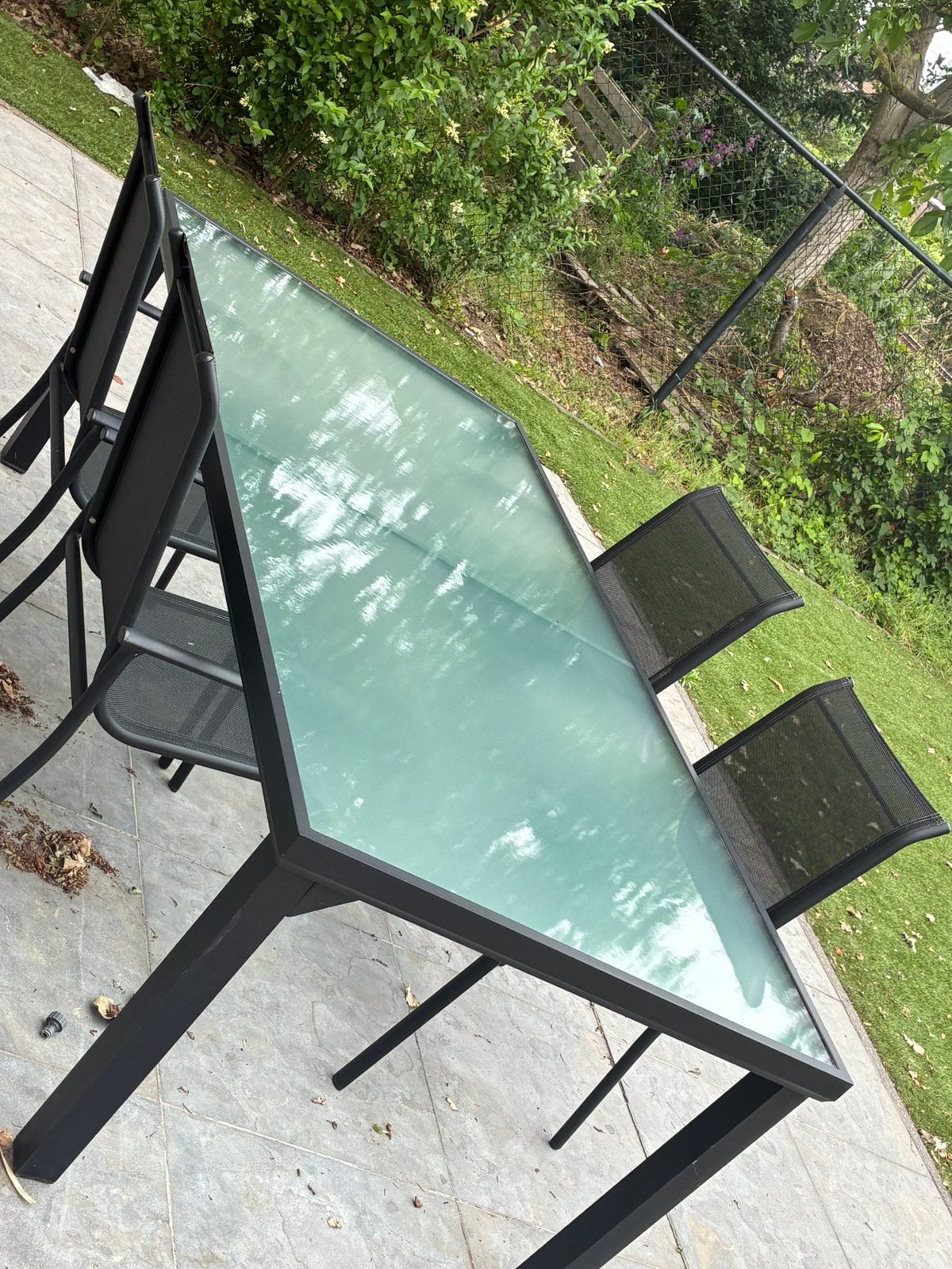 Tafel met 4 stoelen, Tuin en Terras, Tuintafels, Ophalen, Gebruikt, Rechthoekig, Overige materialen