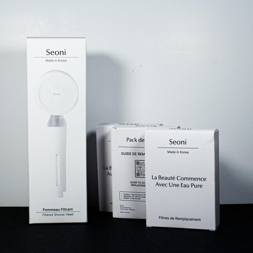 douche SEONI + 3 filtres élimine calcaire , clore ,métaux, Bijoux, Sacs & Beauté, Beauté | Soins du corps, Enlèvement ou Envoi