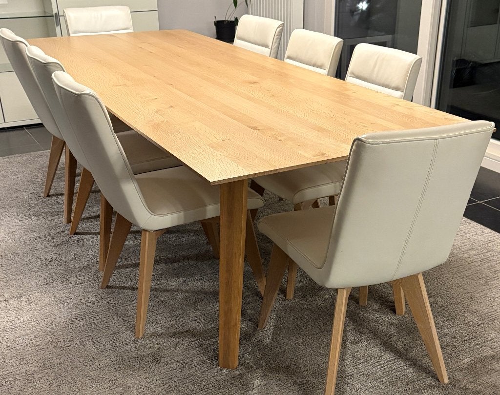 Massief modern blank eiken tafel, Ophalen