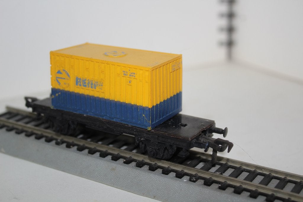 Fleischmann Ho wagen + container, Hobby en Vrije tijd, Gebruikt, Gelijkstroom, Verzenden, Fleischmann