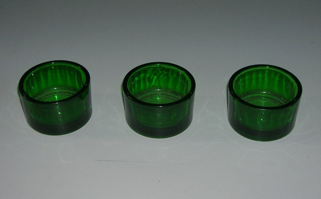 Vintage groene theelichtjes, Huis en Inrichting, Woonaccessoires | Kandelaars en Kaarsen, Ophalen, Groen, Glas, Kandelaar