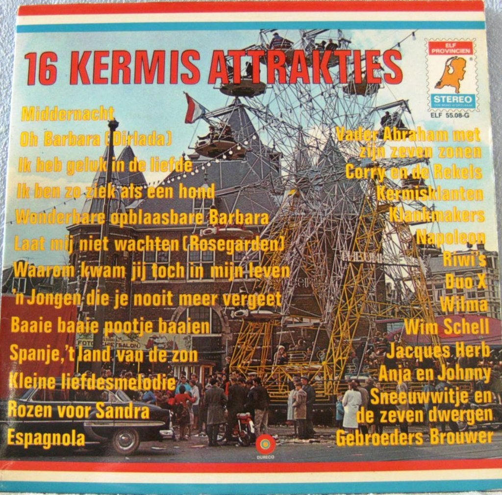 Vinyl LP 16 Kermis Attracties, Enlèvement ou Envoi, Housse de protection extérieure, Comme neuf, Chanson réaliste ou Smartlap