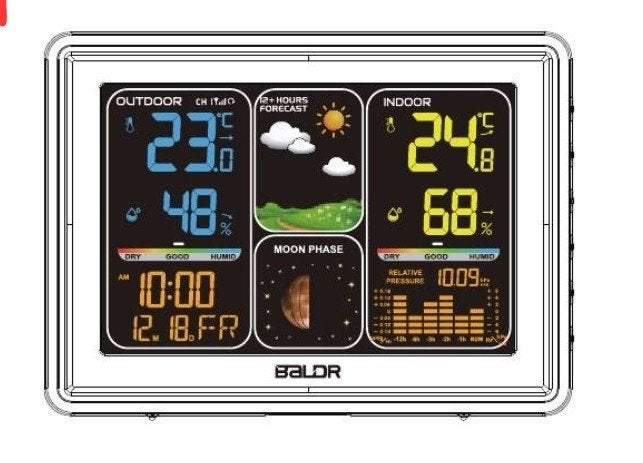 BALDR B0359 draadloos weerstation met kleurendisplay & buite, Null, Ophalen of Verzenden, Null, Weerstation