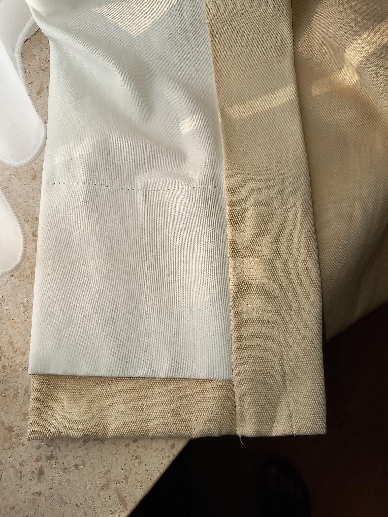 Gordijnen, Ophalen, Beige, Zo goed als nieuw, 200 cm of meer