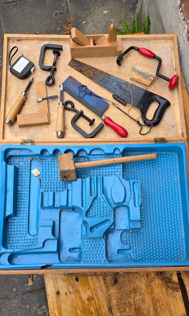 Vintage houten timmerdoos voor kinderen - Oude gereedschapsk, Ophalen