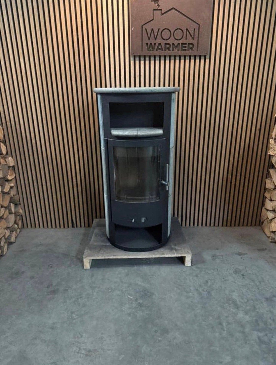 26059 Speksteenkachel Drooff 7kw, Huis en Inrichting, Ophalen, Gebruikt, Houtkachel, Vrijstaand