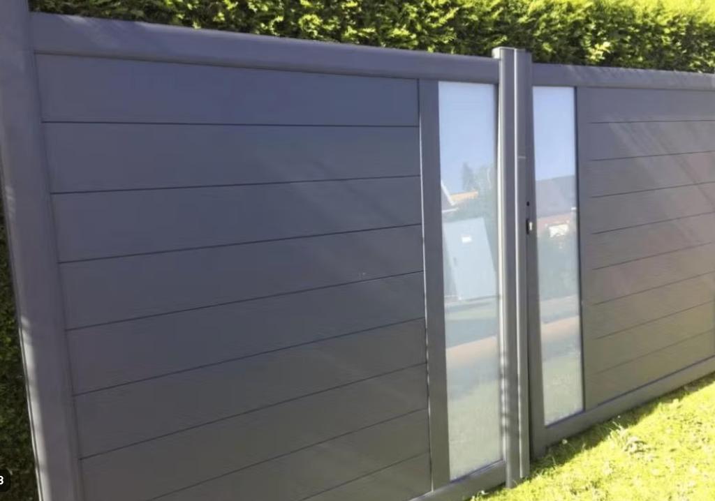 COMBIEPAKKET draaipoort aluminium OTIS + Somfy motor, Enlèvement, Utilisé, Aluminium, Portail battant