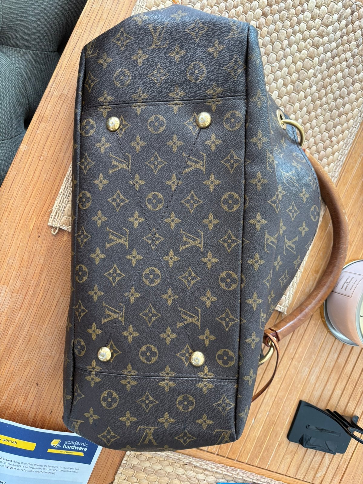 LV shopper, Handtassen en Accessoires, Gebruikt, Bruin, Leer, Ophalen