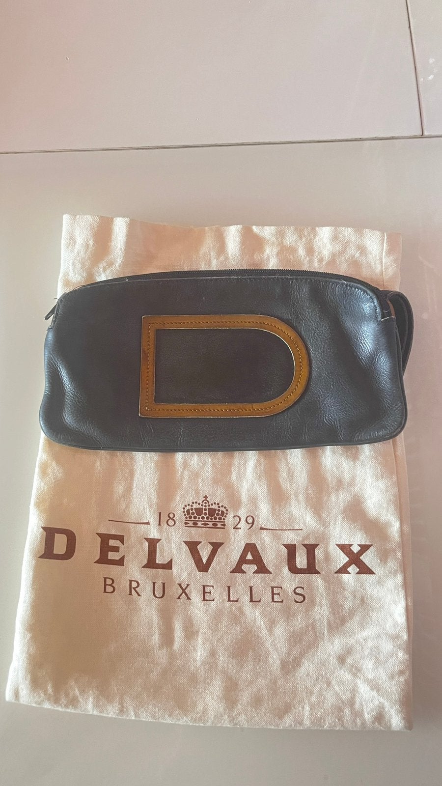 Delvaux, authentieke clutch, jaren ‘80 in goede staat, Ophalen, Gebruikt, Zwart, Heer of Dame