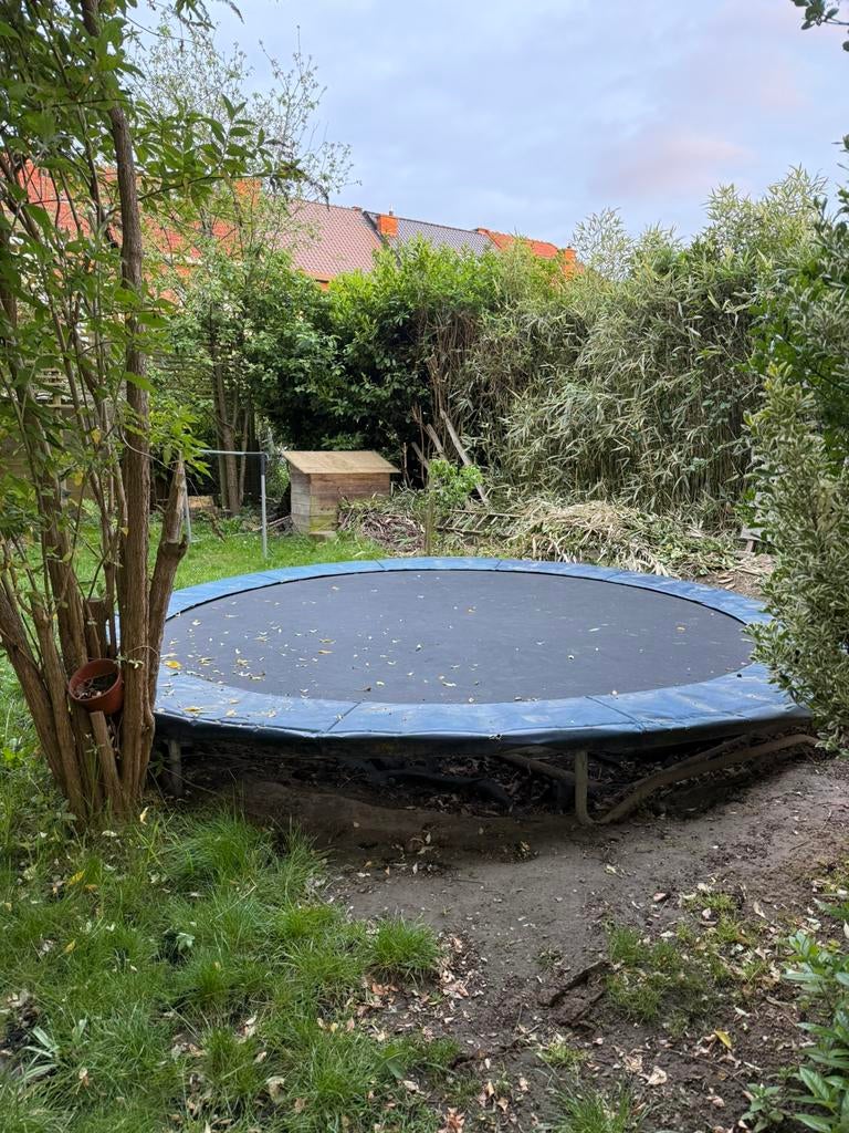 Trampoline inground blauw 420cm, Enlèvement, Utilisé
