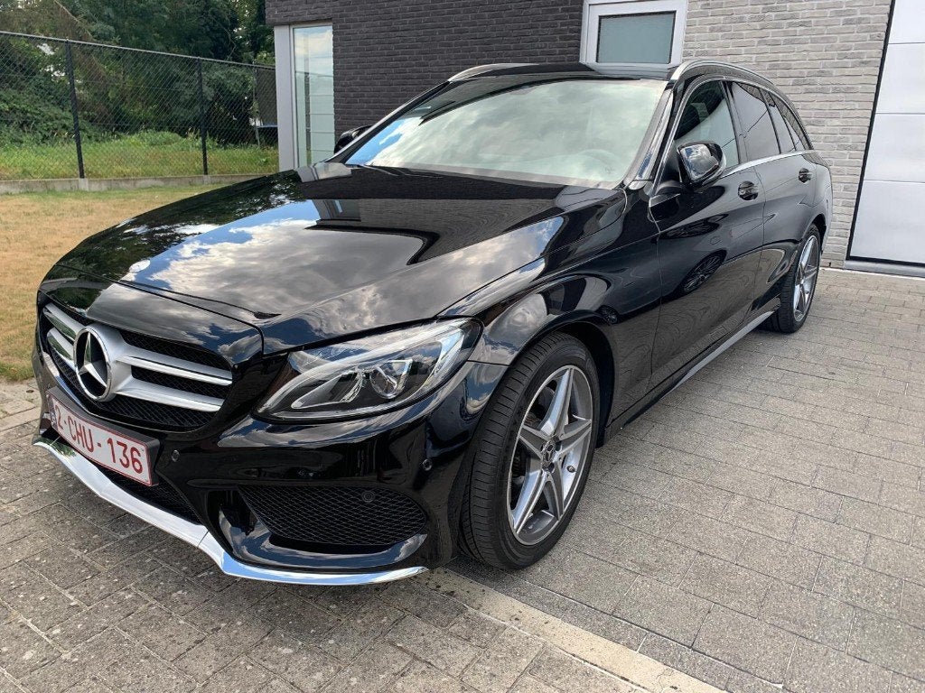 Mercedes C180d -perfecte staat -slechts 38.000km -AMG line, Auto's, Zwart, Zwart, Leder, Particulier