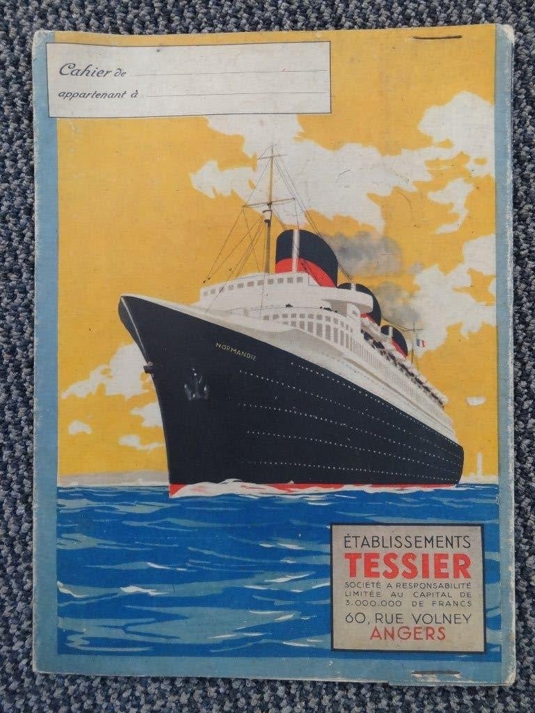Navire de mer La Normandie, cahier de garde, L.Tessier, Collections, Envoi, Utilisé, Bateau à moteur, Livre ou Revue