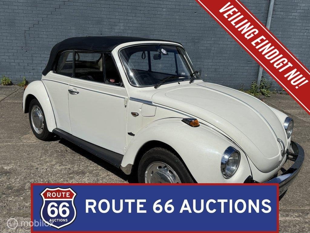 Volkswagen Beetle Cabriolet | 1975 | Route 66 Auctions, Auto's, Volkswagen, Zwart, Bedrijf, Handgeschakeld