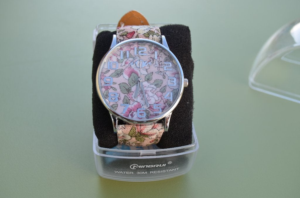 Montre Mingrui rose à motifs floraux, Enlèvement ou Envoi, Neuf, Montre-bracelet, Autres marques