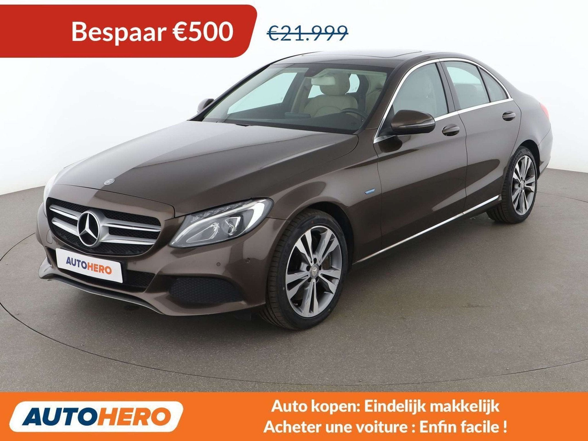 Mercedes-Benz C-Klasse 350 C 350e Avantgarde (bj 2017), Auto's, Automaat, Achterwielaandrijving, Gebruikt, Beige