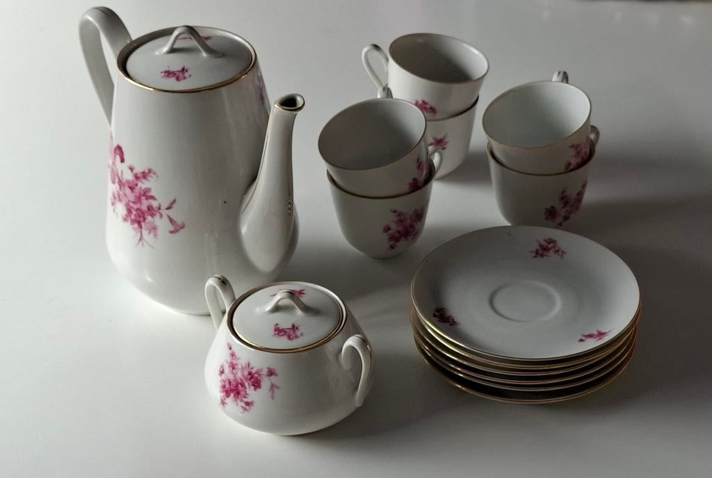 14-delig vintage porseleinen koffieservies, Antiek en Kunst, Ophalen