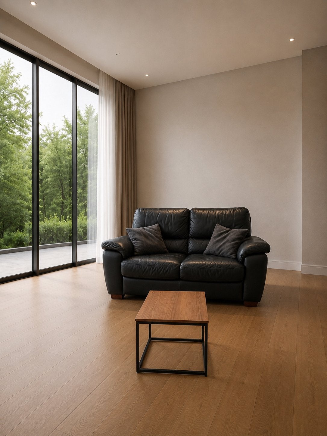 Zwarte lederen zetel • Gratis levering, Ophalen, Gebruikt