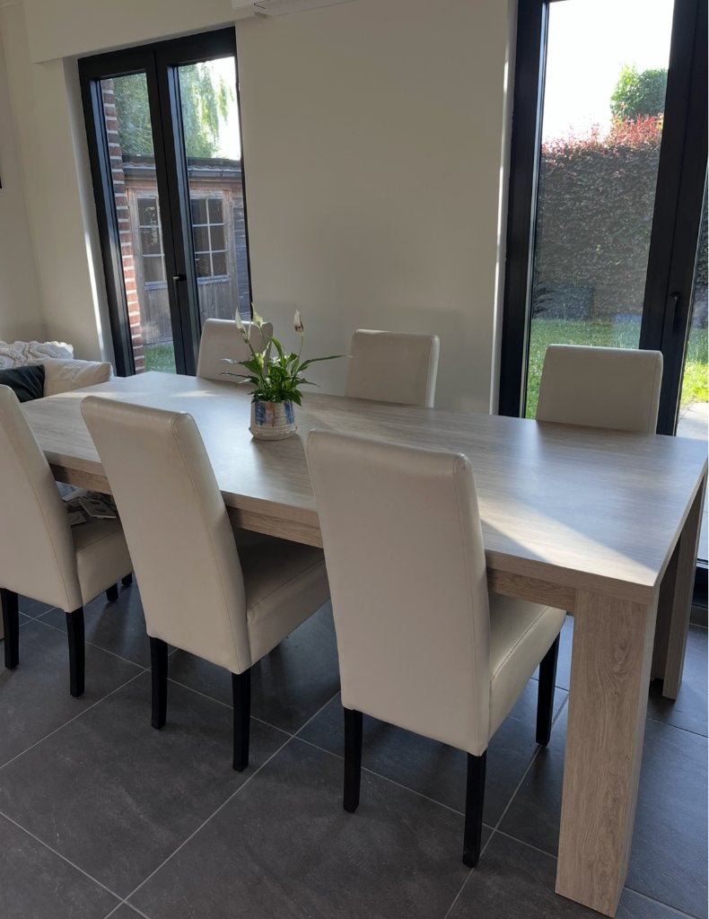 Volledige living en eetkamer set: tafel, zetel en meer!, Huis en Inrichting, Ophalen, Zo goed als nieuw, Scandinavisch modern