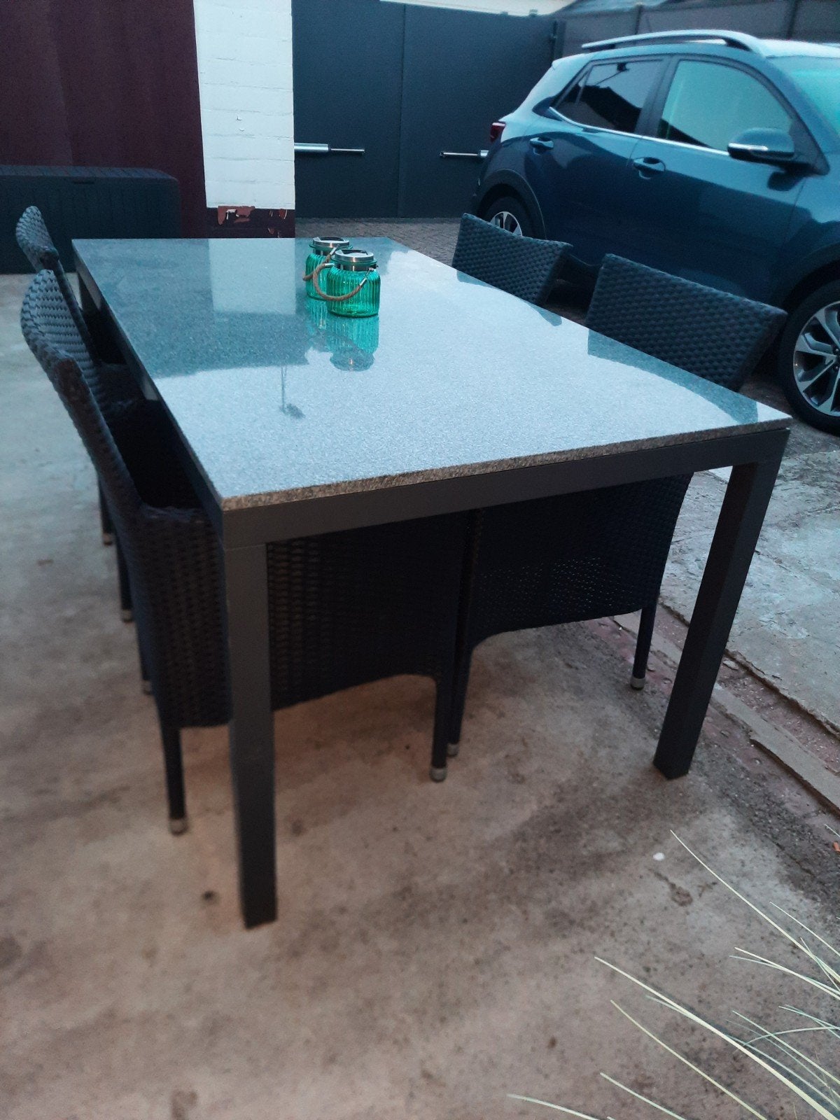 tuintafel + 4 stoelen, Enlèvement, Utilisé, Rectangulaire
