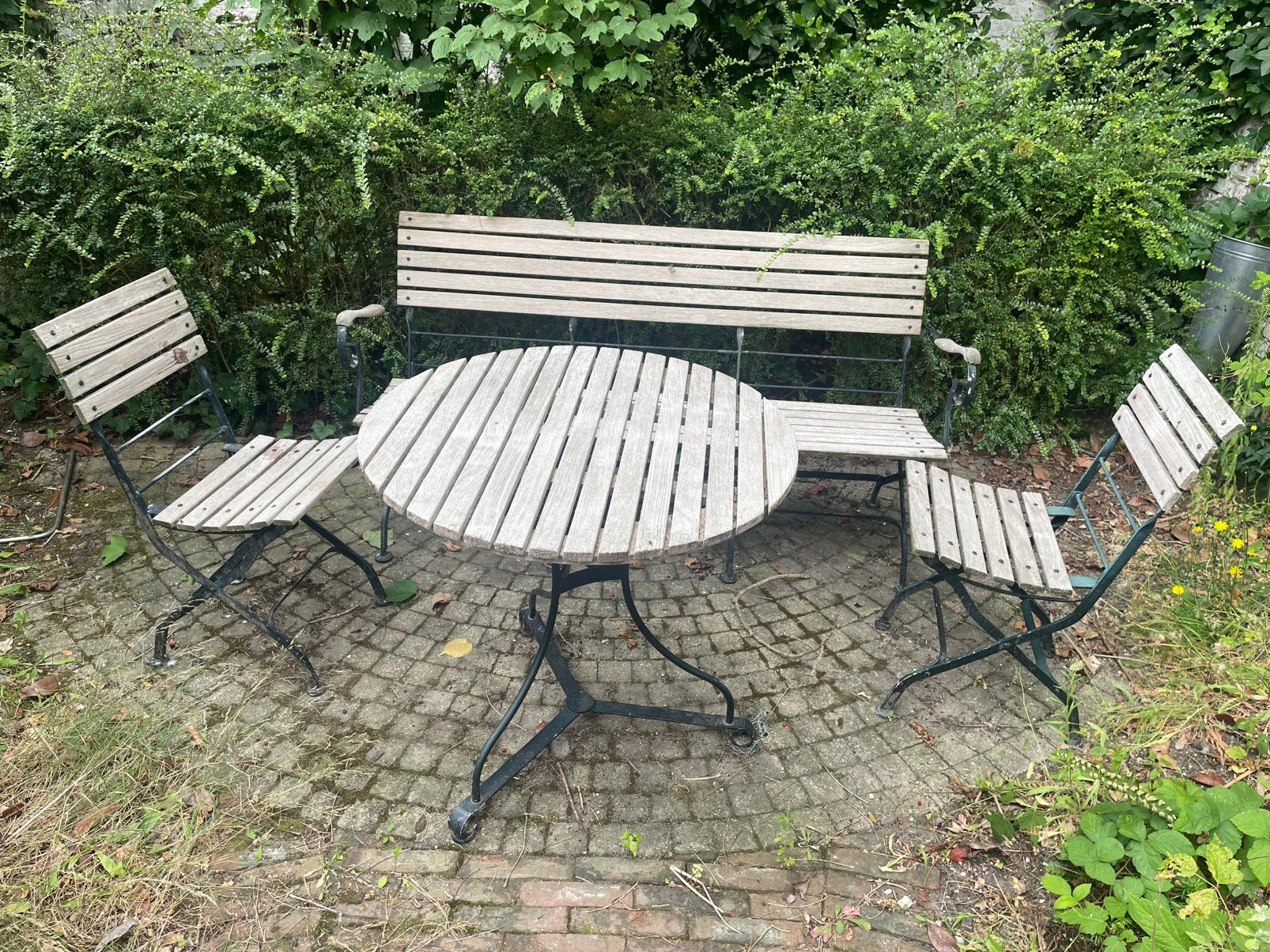 tuinmeubelen met gietijzer frames., Tuin en Terras, Ophalen, Zo goed als nieuw