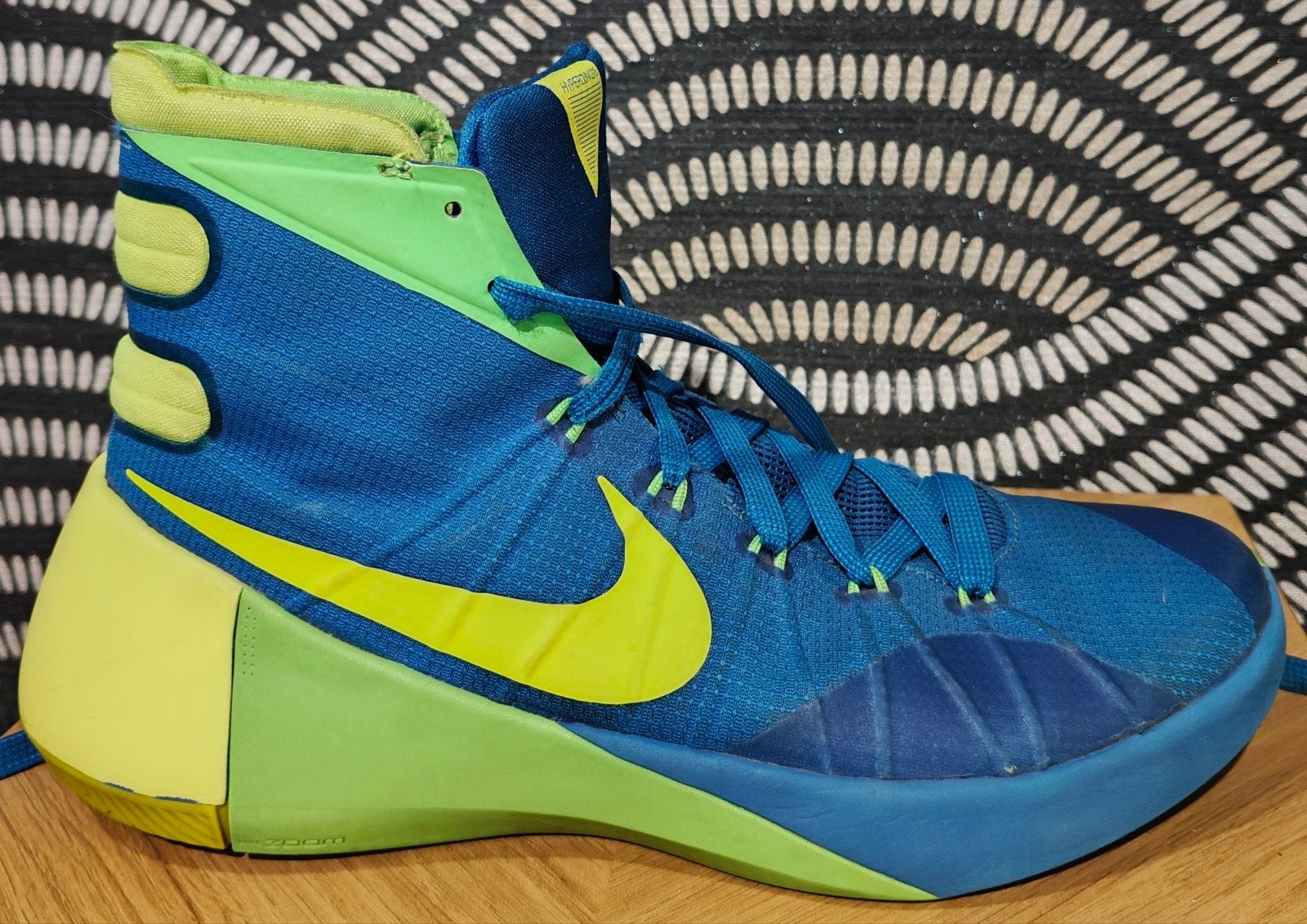 : Baskets basketball Nike Hyperdunk 2015 bleu et vert fluo, Enlèvement ou Envoi, Nike, Porté, Bleu