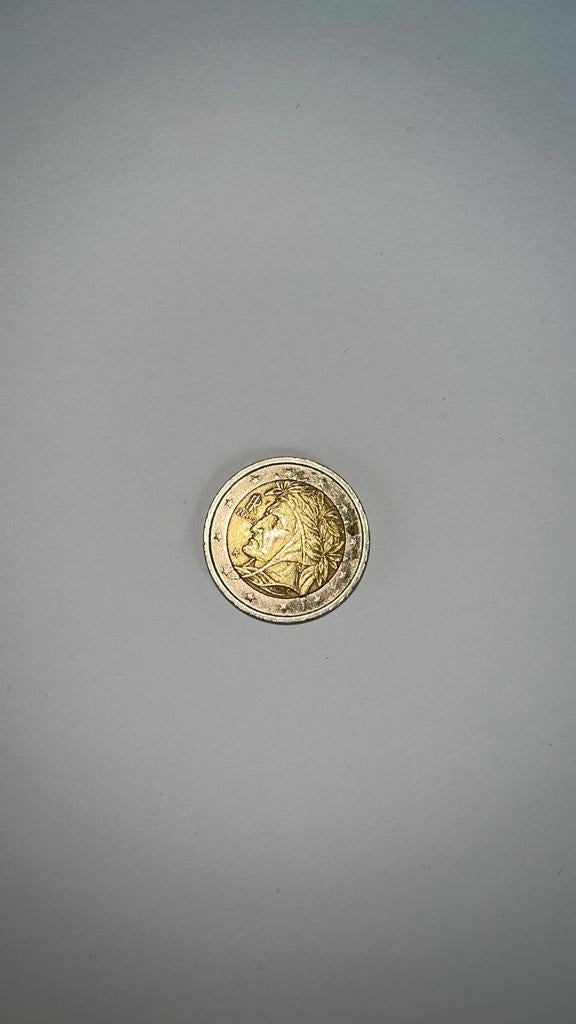 De Italiaanse 2 euromunt met Dante Alighieri, Ophalen, Italië, Losse munt, Goud