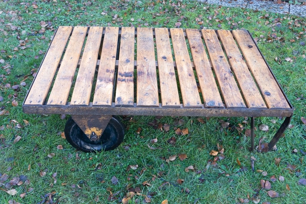 antieke industriële salon(pallet)tafel, Huis en Inrichting, Tafels | Salontafels, Ophalen, Gebruikt, Industrial chic