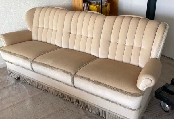 Zetel sofa Vintage in nieuw staat franjes mohair velours, Antiek en Kunst, Ophalen