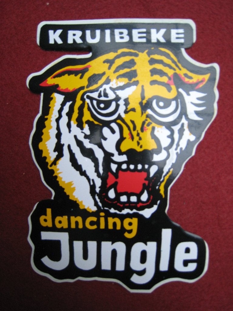 Vintage Sticker Dancing Jungle Kruibeke O-VL, Verzenden, Gebruikt, Bedrijf of Vereniging