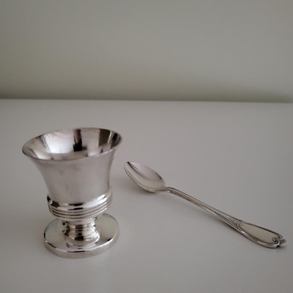 Antiek borrelglaasje + theelepeltje, Ophalen of Verzenden