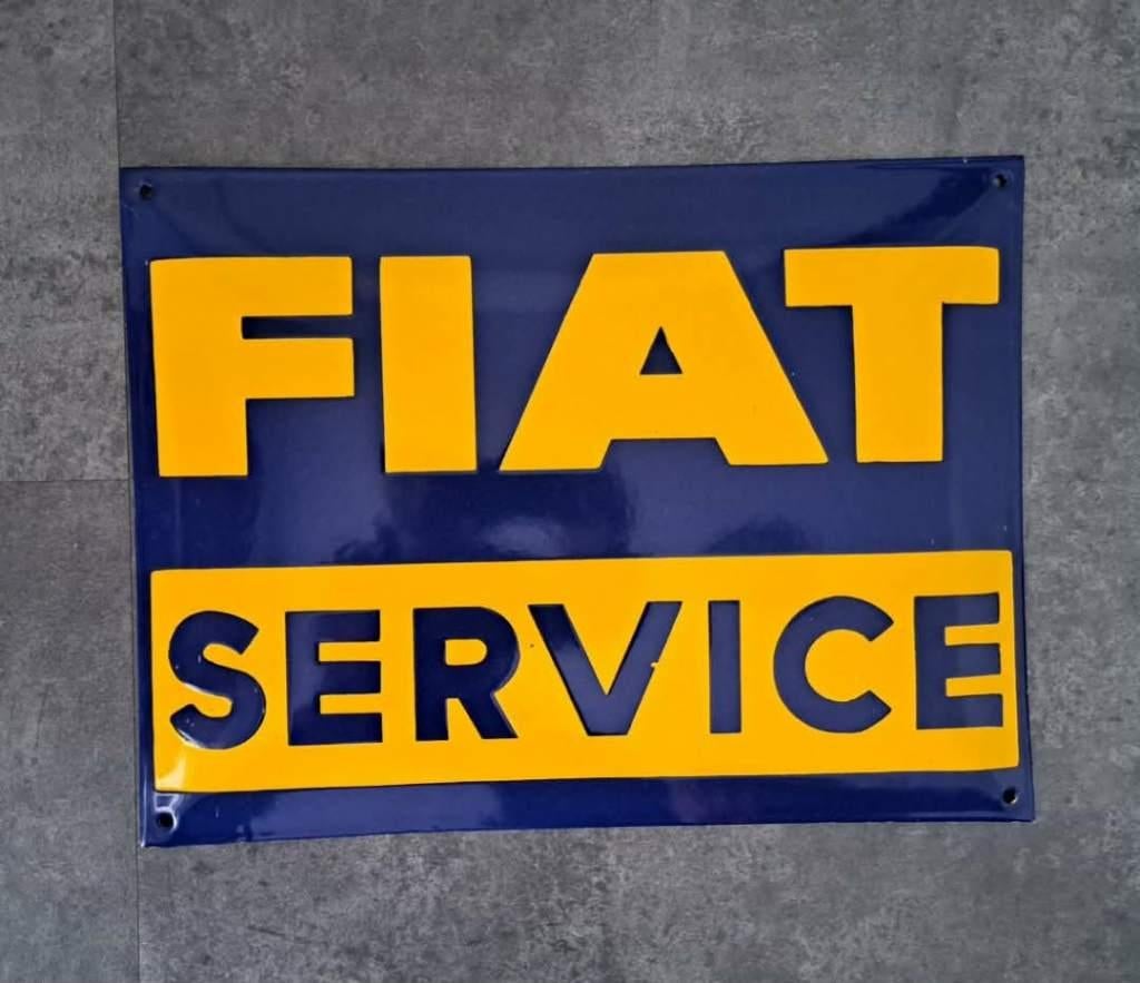 Fiat service emaillen reclame decoratie bord garage showroom, Ophalen of Verzenden, Zo goed als nieuw, Reclamebord