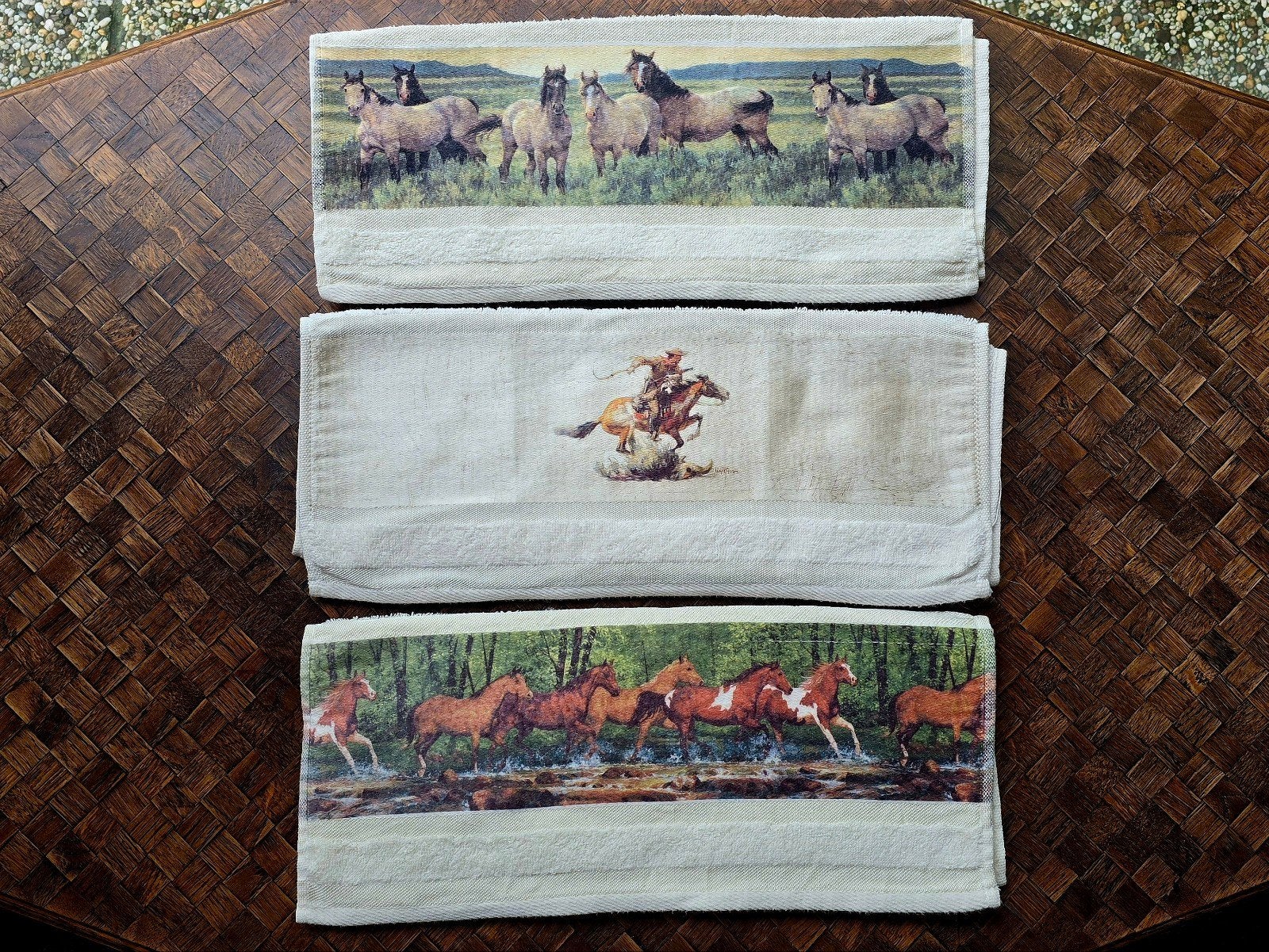 Gasten handdoekjes Western equestrian, Neuf, Enlèvement ou Envoi, Overige maten, Beige