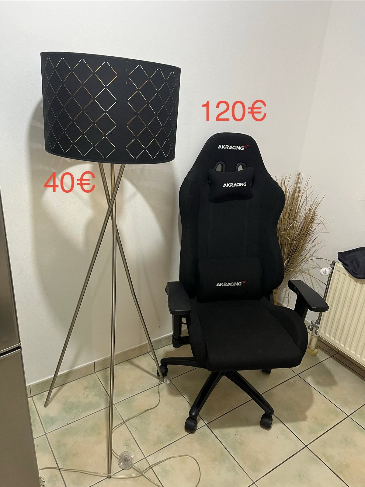 Gaming Stoel,vloerlamp.De prijs staat op de foto's vermeld., Ophalen, Gebruikt, Zwart