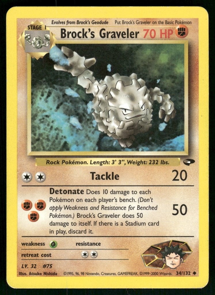 Brock's Graveler 34/132 - Gym Challenge (NM), Verzenden, Gebruikt