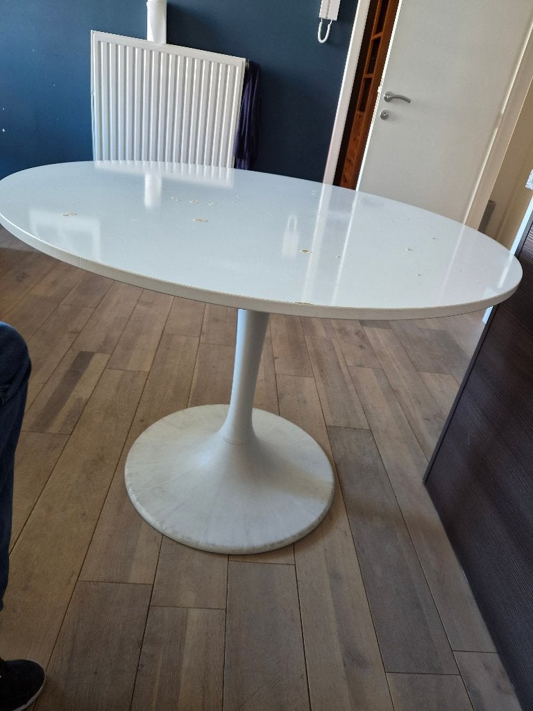 ronde tafel 105cm wit, Huis en Inrichting, Ophalen, Gebruikt, Wit, Rond