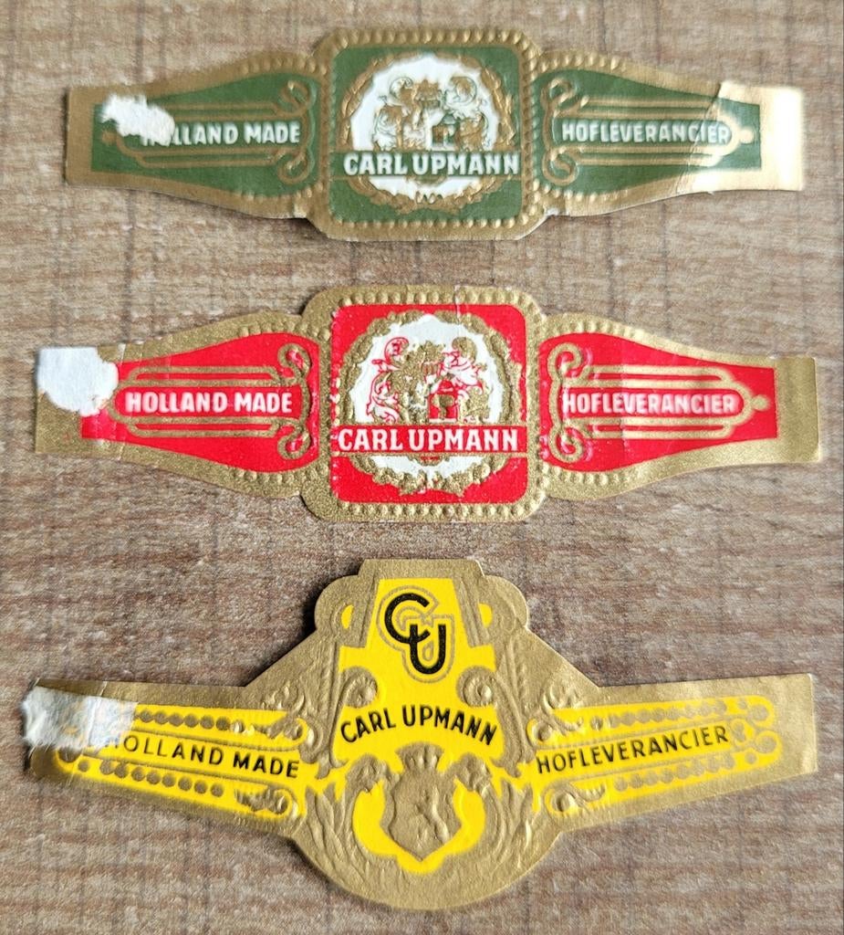 3 oude sigarenbandjes: Carl Upmann, Holland, Enlèvement ou Envoi, Utilisé, Bagues de cigare