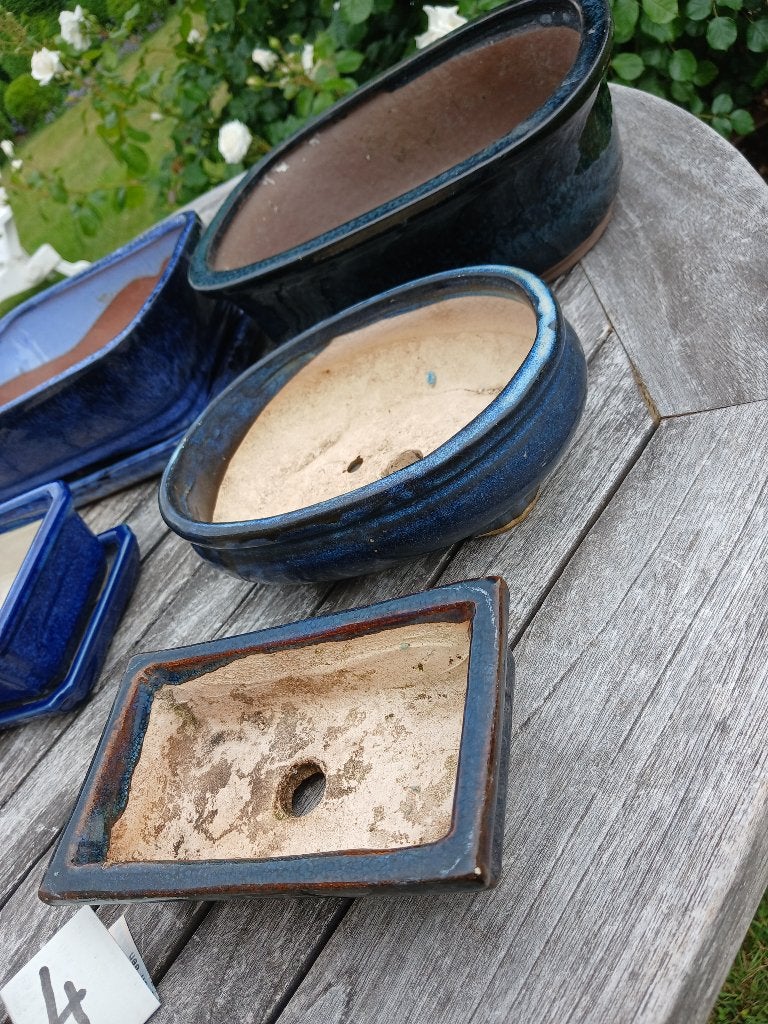 Bonsai pot schaal keramiek blauw groen 10 stuks, Ophalen of Verzenden