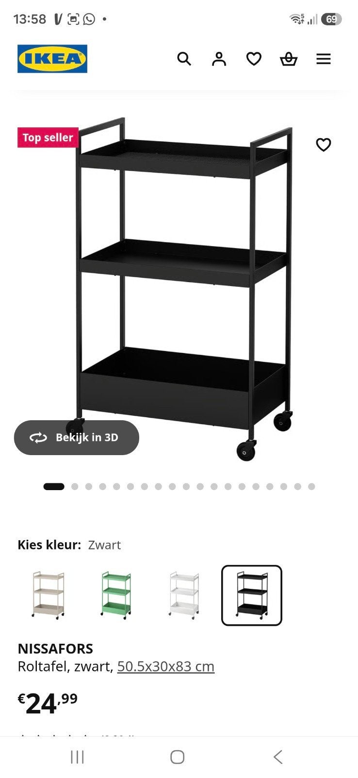 Tafel, roltafel, bijzettafel, kar, buro, badkamer, keuken, Huis en Inrichting, Ophalen