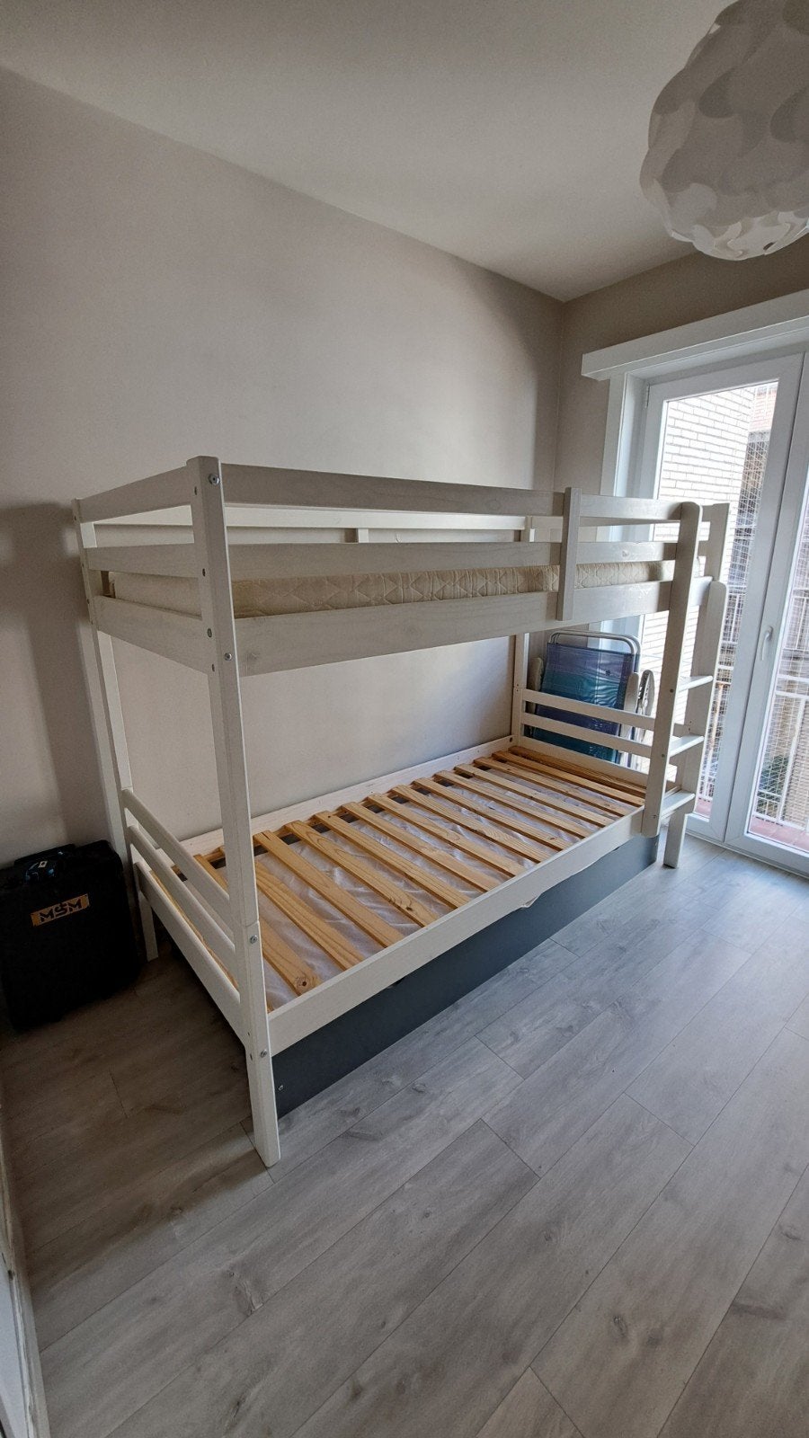 Stevig houten stapelbed, exclusief matrassen, 100 cm, 210 cm, Comme neuf, Enlèvement