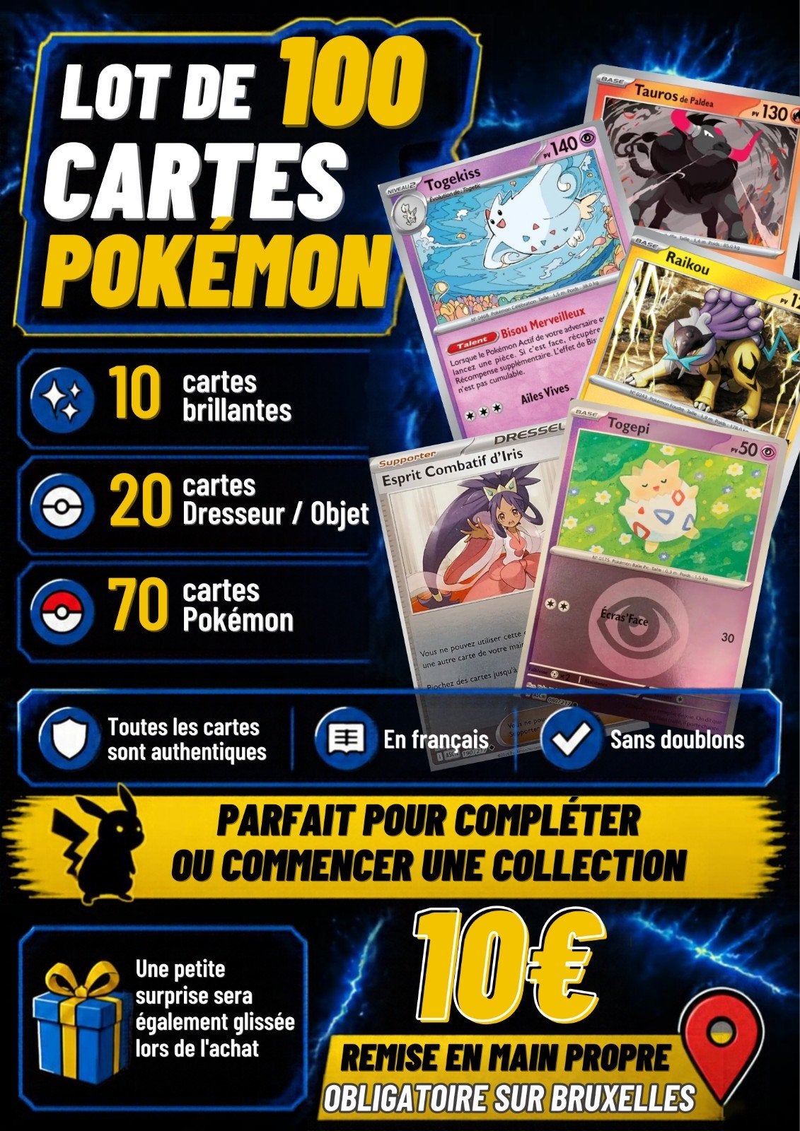 Lot de 100 cartes Pokémon authentiques, Enlèvement, Neuf, Plusieurs cartes, Foil