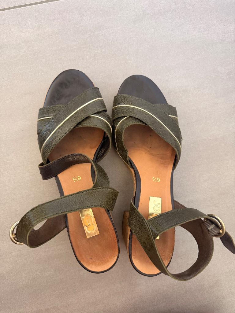 Sandalen Gabor donkergroen met goud 39, Ophalen, Gabor, Sandalen of Muiltjes, Zo goed als nieuw